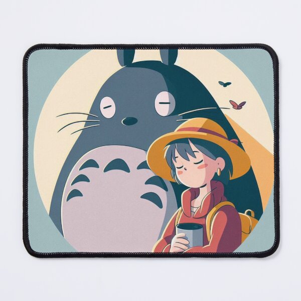 Item preview, Studio Ghibli Totoro & Girl Illustration – Peaceful Anime Companionship Art designed and sold by AnimeHarbor.