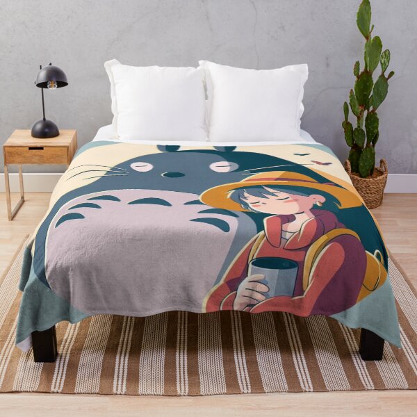 Item preview, Studio Ghibli Totoro & Girl Illustration – Peaceful Anime Companionship Art designed and sold by AnimeHarbor.