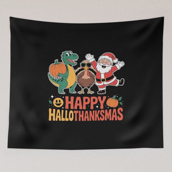 Item preview, Happy Hallothanksmas Funny Halloween Thanksgiving Christmas01  designed and sold by VerseFarm.