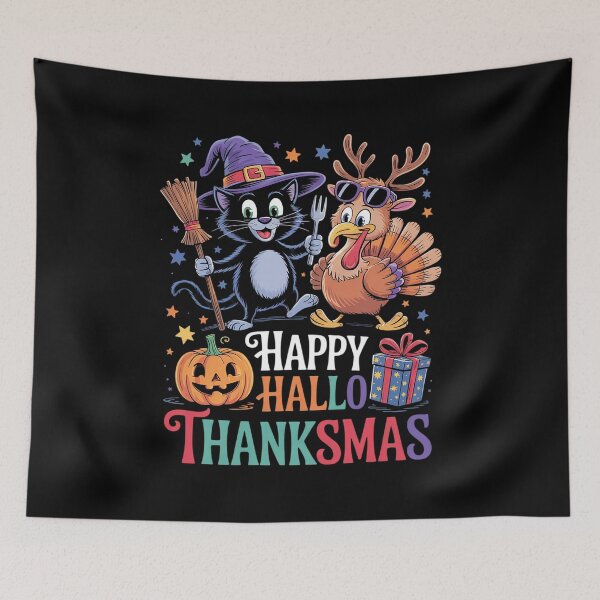 Item preview, Happy Hallothanksmas Halloween Thanksgiving Christmas03  designed and sold by RsFilsingerArt.