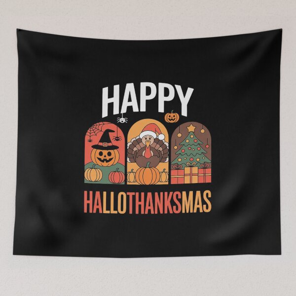 Item preview, Happy HalloThanksMas Funny Halloween Thanksgiving Christmas1  designed and sold by VerseFarm.