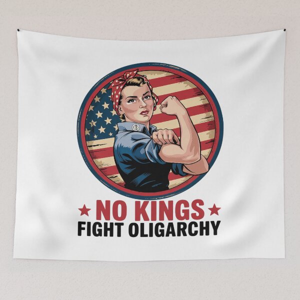 Item preview, No Kings Fight Oligarchy America Flag designed and sold by MeowtivationP.