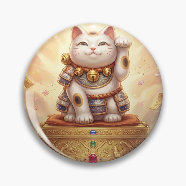 Item preview, Golden Maneki Neko of Blessings — Fortune Cat on Treasure Box | Japanese Lucky Charm Art | Mori no Akari Series designed and sold by Mori-no-Akari.
