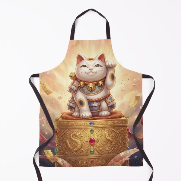 Item preview, Golden Maneki Neko of Blessings — Fortune Cat on Treasure Box | Japanese Lucky Charm Art | Mori no Akari Series designed and sold by Mori-no-Akari.