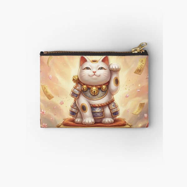 Item preview, Golden Maneki Neko of Blessings — Fortune Cat on Treasure Box | Japanese Lucky Charm Art | Mori no Akari Series designed and sold by Mori-no-Akari.