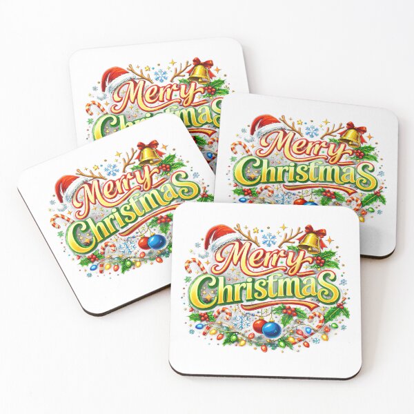 Item preview, Merry Christmas Festive Greeting – Colorful Holiday Design with Santa Hat & Decorations designed and sold by Glowaria.