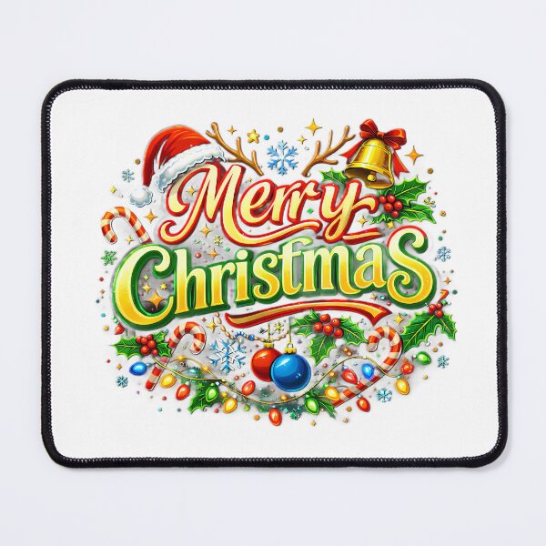 Item preview, Merry Christmas Festive Greeting – Colorful Holiday Design with Santa Hat & Decorations designed and sold by Glowaria.