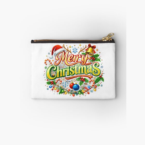 Item preview, Merry Christmas Festive Greeting – Colorful Holiday Design with Santa Hat & Decorations designed and sold by Glowaria.