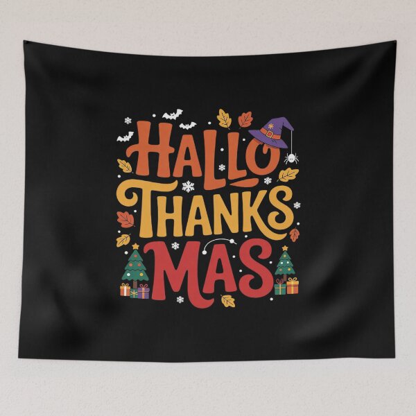 Item preview, Happy Hallothanksmas Halloween Thanksgiving Christmas11  designed and sold by RsFilsingerArt.