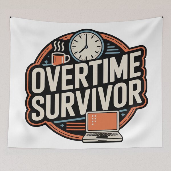 Item preview, Overtime Survivor – Funny Work Humor designed and sold by VividTrails.