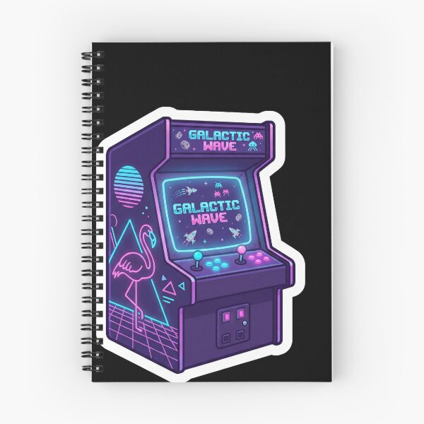 Item preview, Retro Arcade Cabinet "Galactic Wave" | Neon Flamingo Vaporwave Aesthetic designed and sold by DigitalVibes Art, CreatorSpace, PixelMood. By AngryFish.Art..