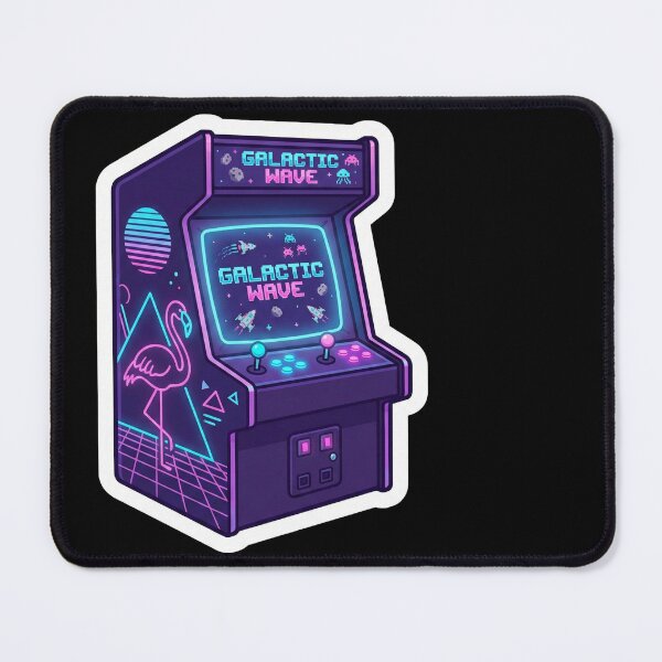Item preview, Retro Arcade Cabinet "Galactic Wave" | Neon Flamingo Vaporwave Aesthetic designed and sold by DigitalVibes Art, CreatorSpace, PixelMood. By AngryFish.Art..