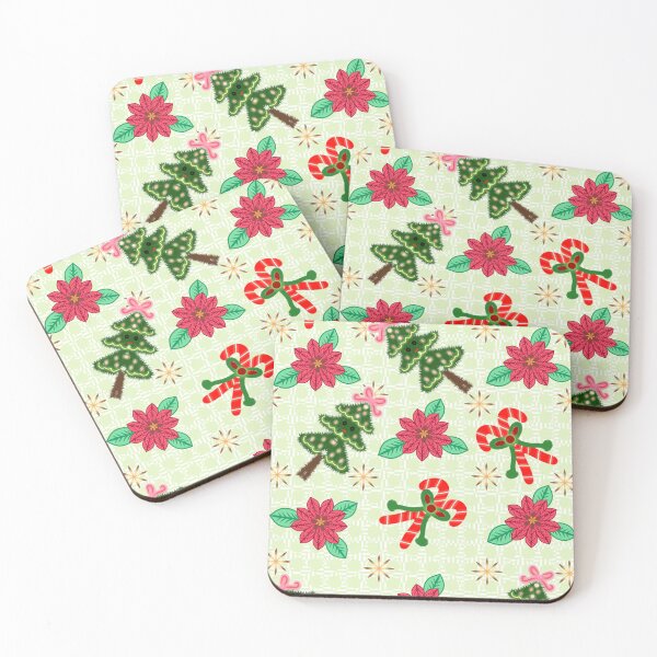 Item preview, Cute Christmas Poinsettia Trees & Candy Canes Pattern designed and sold by HopeAndHustle.