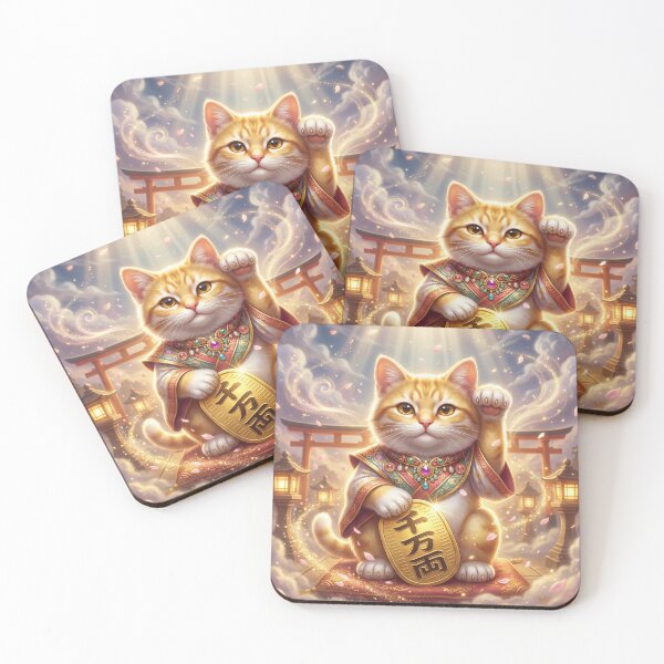 Item preview, Golden Calico Fortune Cat — Million-Ryo Lucky Charm | Japanese Shrine Blessing Art | Mori no Akari Series designed and sold by Mori-no-Akari.