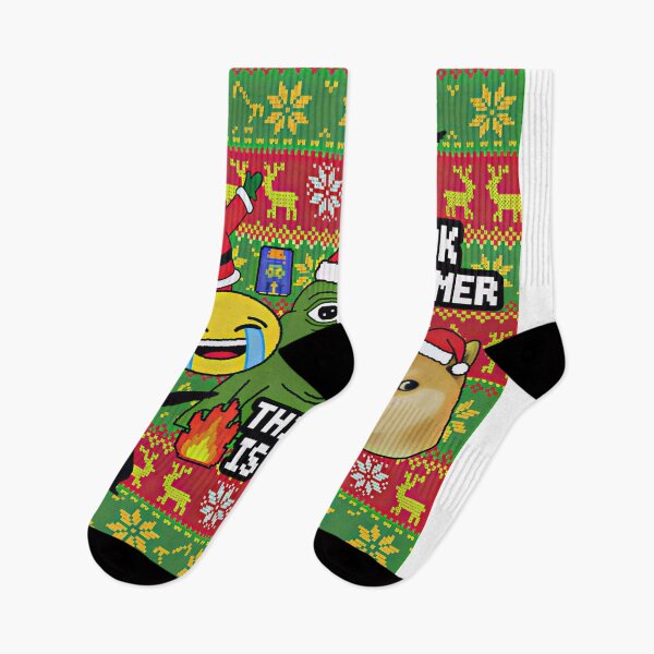 Item preview, Funny Meme Ugly Christmas Sweater T-Shirt & Sticker – Viral Meme Faces on Classic Holiday Pattern designed and sold by ZyxDes.