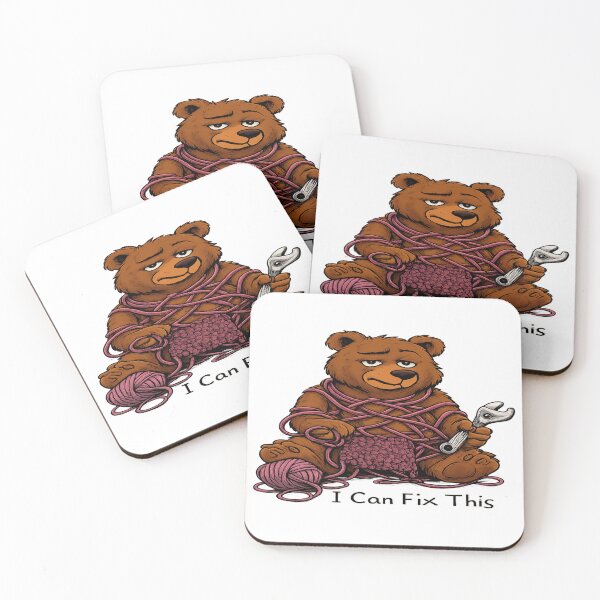 Item preview, Knitting Bear “I Can Fix This” – Funny Yarn Chaos Craft Humor Design designed and sold by POD DYNASTY | Original Print On Demand T-Shirt Graphics.