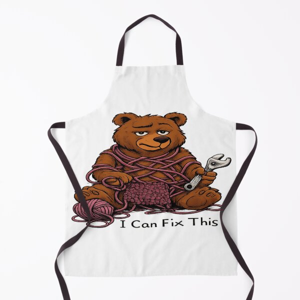 Item preview, Knitting Bear “I Can Fix This” – Funny Yarn Chaos Craft Humor Design designed and sold by POD DYNASTY | Original Print On Demand T-Shirt Graphics.