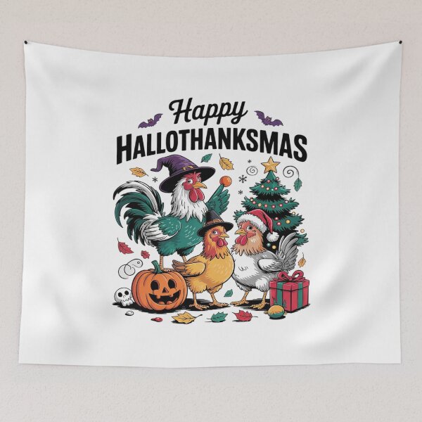 Item preview, Happy HalloThanksMas Halloween Thanksgiving Xmas Chicken  designed and sold by RsFilsingerArt.