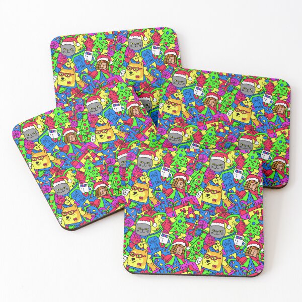 Item preview, Meme Pattern Christmas T-Shirt & Sticker – Funny Cats & Dogs with Tacky Holiday Lights, Ugly Xmas designed and sold by ZyxDes.