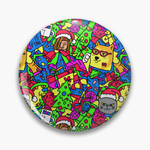 Item preview, Meme Pattern Christmas T-Shirt & Sticker – Funny Cats & Dogs with Tacky Holiday Lights, Ugly Xmas designed and sold by ZyxDes.