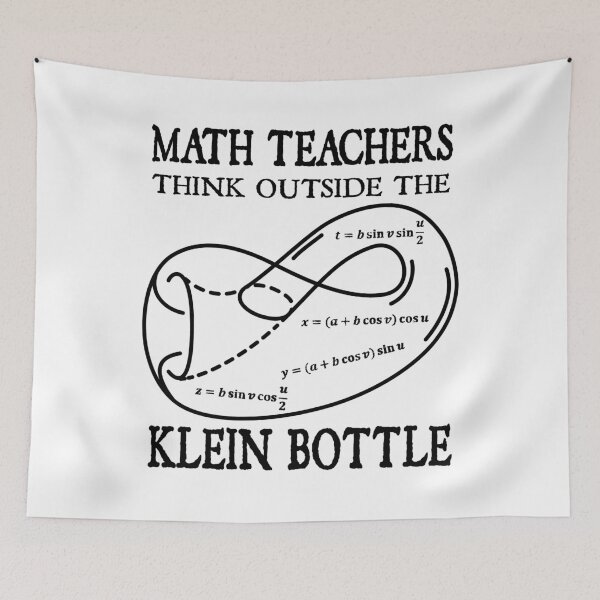 Item preview, Funny Nerdy Math Teachers Think Outside the Klein Bottle Math Teacher Black Text designed and sold by MathWare MathClips.