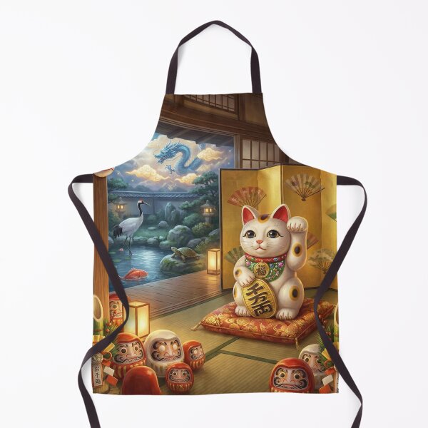 Item preview, Japanese New Year Lucky Room — Maneki Neko, Daruma & Dragon Garden | Fortune House Art | Mori no Akari Series designed and sold by Mori-no-Akari.