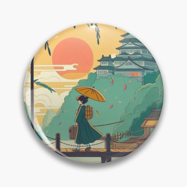 Item preview, Japanese Bridge Scene with Castle and Sunset designed and sold by AnimeHarbor.