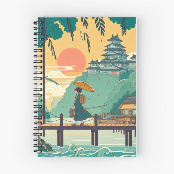 Item preview, Japanese Bridge Scene with Castle and Sunset designed and sold by AnimeHarbor.