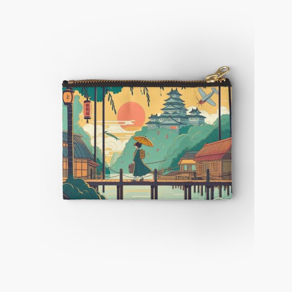 Item preview, Japanese Bridge Scene with Castle and Sunset designed and sold by AnimeHarbor.
