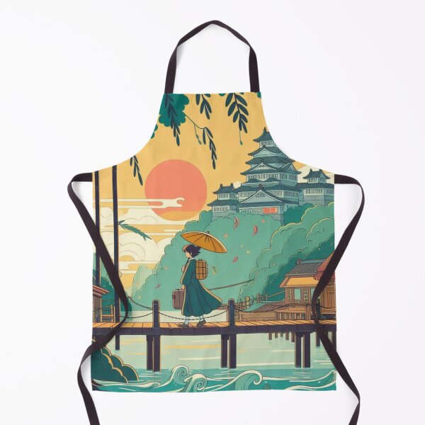 Item preview, Japanese Bridge Scene with Castle and Sunset designed and sold by AnimeHarbor.