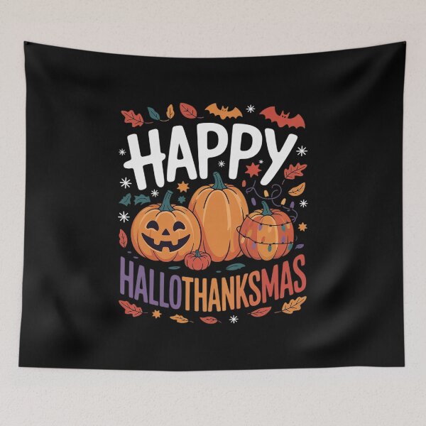 Item preview, Happy Hallothanksmas Pumpkin Halloween Thanksgiving Xmas  designed and sold by NailMolisa.