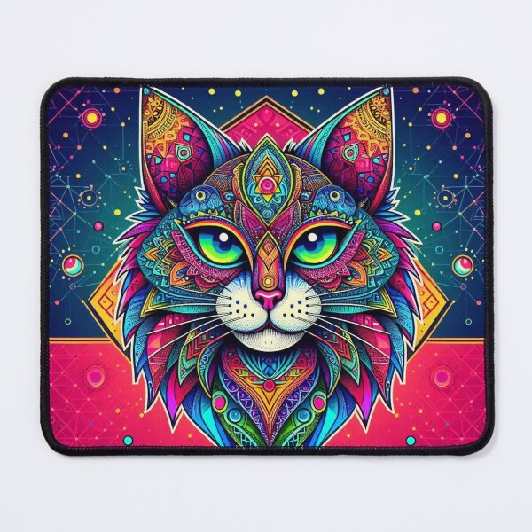 Item preview, Psychedelic Sacred Geometry Cat – Colorful Spiritual Animal Art designed and sold by Dogandesighn.