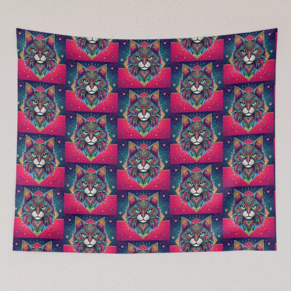 Item preview, Psychedelic Sacred Geometry Cat – Colorful Spiritual Animal Art designed and sold by Dogandesighn.