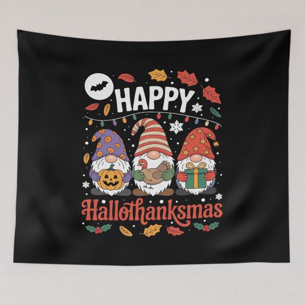 Item preview, Happy Hallothanksmas Shirt Halloween Thanksgiving Christmas01  designed and sold by NailMolisa.