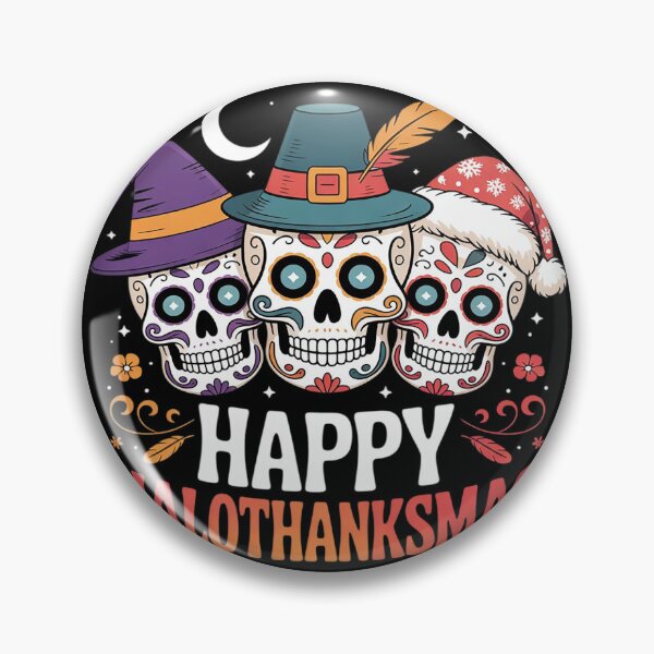 Item preview, Happy Hallothanksmas Skull Halloween Thanksgiving Christmas  designed and sold by NailMolisa.
