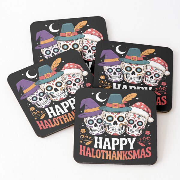 Item preview, Happy Hallothanksmas Skull Halloween Thanksgiving Christmas  designed and sold by NailMolisa.