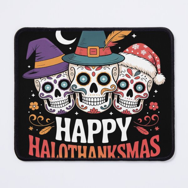 Item preview, Happy Hallothanksmas Skull Halloween Thanksgiving Christmas designed and sold by NailMolisa.