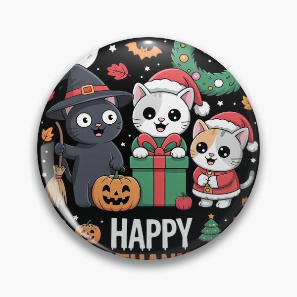 Item preview, Happy Hallothanksmas Thanksgiving Halloween Cat Christmas  designed and sold by NailMolisa.