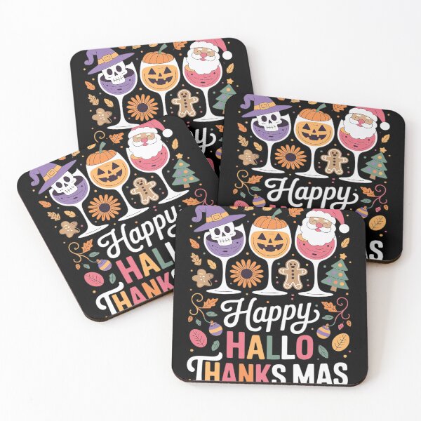 Item preview, Happy Hallothanksmas Wine Halloween Thanksgiving Christmas  designed and sold by NailMolisa.
