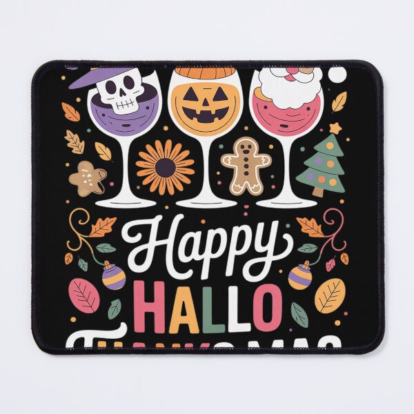 Item preview, Happy Hallothanksmas Wine Halloween Thanksgiving Christmas designed and sold by NailMolisa.