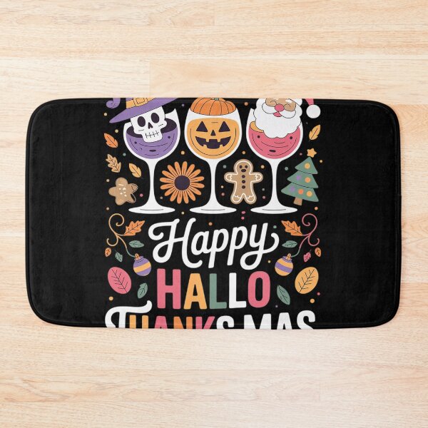Item preview, Happy Hallothanksmas Wine Halloween Thanksgiving Christmas  designed and sold by NailMolisa.