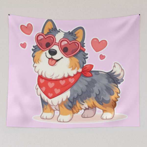 Item preview, Cute Australian Shepherd in Love – Minimal Valentine Dog Illustration designed and sold by GoodyPaws.