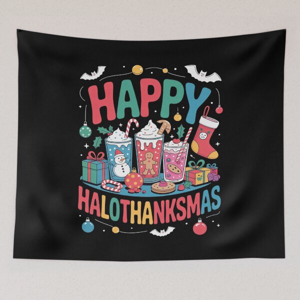 Item preview, HAPPY HALLOTHANKSMAS, Funny Halloween Thanksgiving Christmas  designed and sold by NailMolisa.