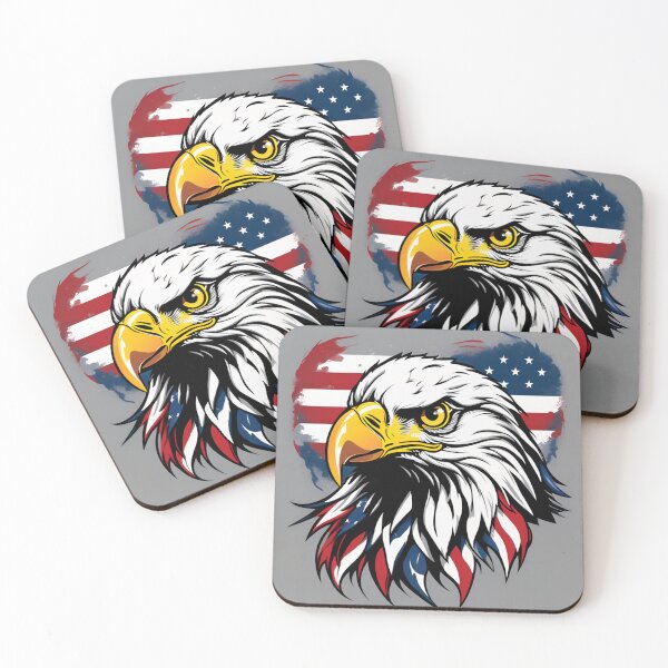 Item preview, Bold Eagle Head with Watercolor Flag Backdrop designed and sold by CASASIS_MERCH.