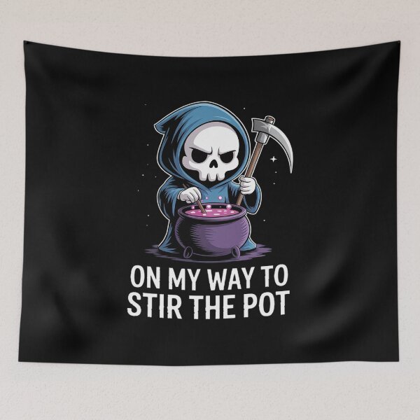 Item preview, On My Way To Stir The Pot Funny Grim Reaper Cute Halloween  designed and sold by MyzoToyota.