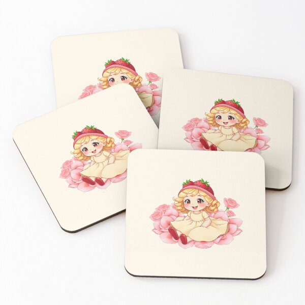 Item preview, Sweet Strawberry Princess in Pink Rose Garden - Kawaii Chibi Girl designed and sold by MCT-GALLERY.