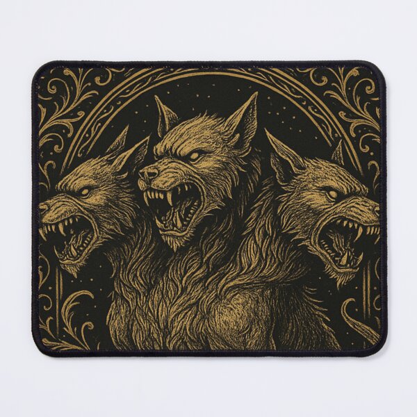 Item preview, Golden Cerberus – Three-Headed Hellhound (Gold & Black Mythical Art) designed and sold by Czerkiz.