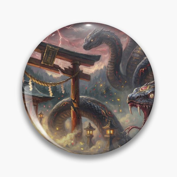 Item preview, Yamata-no-Orochi at the Sacred Shrine — Japanese Mythical Serpent | Storm God Battle Art | Mori no Akari Series designed and sold by Mori-no-Akari.