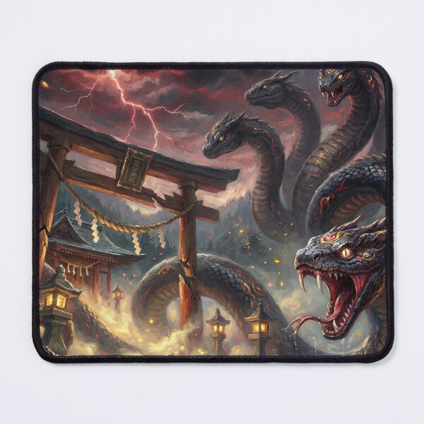 Item preview, Yamata-no-Orochi at the Sacred Shrine — Japanese Mythical Serpent | Storm God Battle Art | Mori no Akari Series designed and sold by Mori-no-Akari.