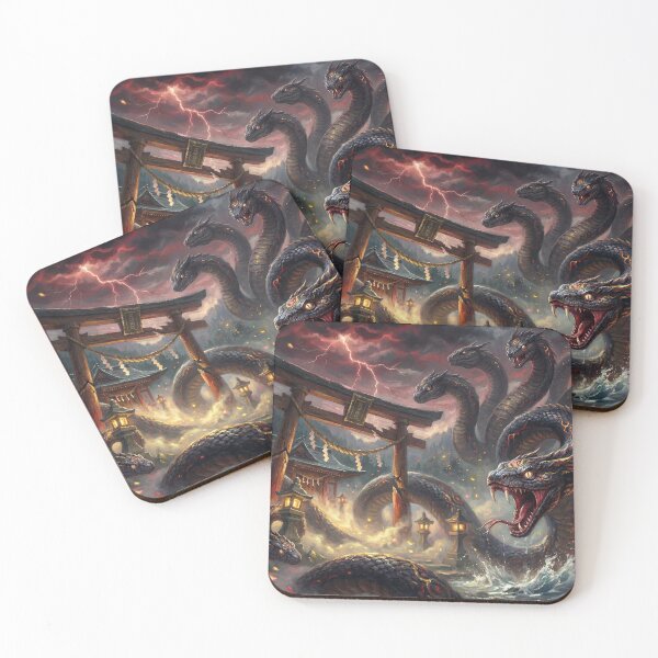 Item preview, Yamata-no-Orochi at the Sacred Shrine — Japanese Mythical Serpent | Storm God Battle Art | Mori no Akari Series designed and sold by Mori-no-Akari.